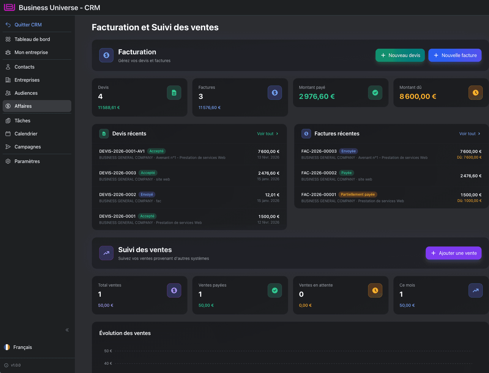 CRM Billing Dashboard